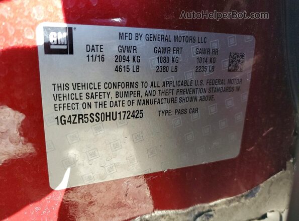 1G4ZR5SS0HU172425 2017 BUICK LACROSSE Red Engine compartment view