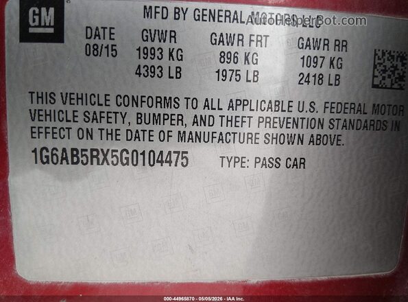 1G6AB5RX5G0104475 2016 CADILLAC ATS Red 