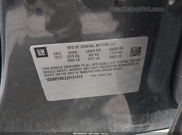 1G6AF5SX2J0131414 2018 CADILLAC ATS Black Engine compartment view