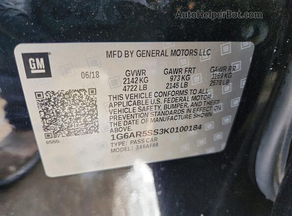 1G6AR5SS3K0100184 2019 CADILLAC CTS Black Շարժիչի բաժամունքի տեսք