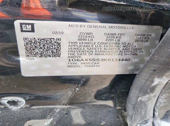 1G6AX5SS3K0134440 2019 CADILLAC CTS Black Շարժիչի բաժամունքի տեսք