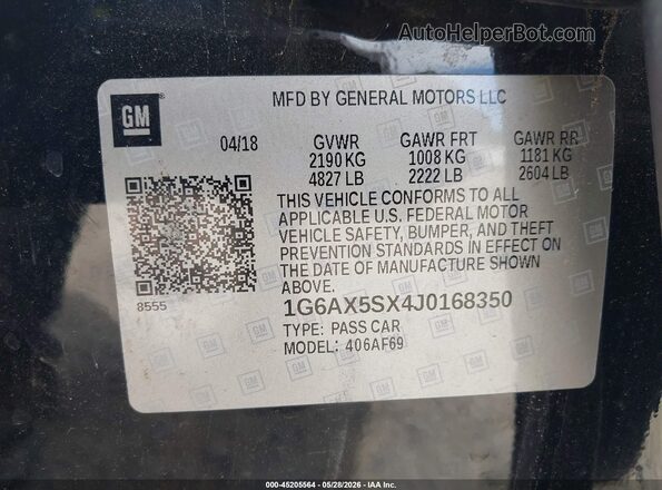 1G6AX5SX4J0168350 2018 CADILLAC CTS Black Widok komory silnika