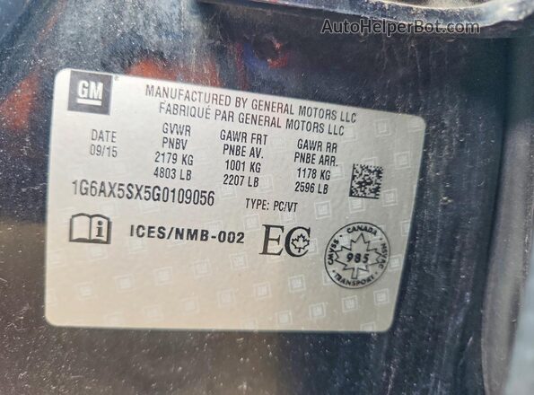 1G6AX5SX5G0109056 2016 CADILLAC CTS Black Vista del compartimento del motor
