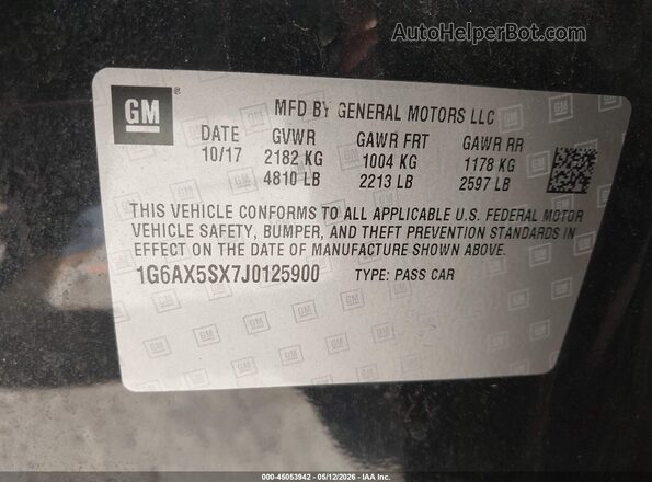 1G6AX5SX7J0125900 2018 CADILLAC CTS Black Vista del compartimento del motor