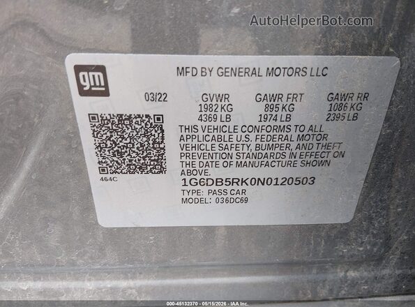 1G6DB5RK0N0120503 2022 CADILLAC CT4 Gray 
