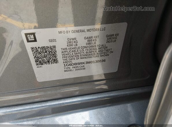 1G6DB5RK3M0130036 2021 CADILLAC CT4 Gray Вид підкапотного простору