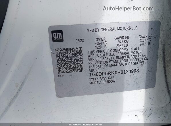 1G6DF5RK0P0130908 2023 CADILLAC CT4 Белый Вид подкапотного пространства