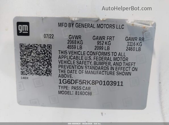1G6DF5RK8P0103911 2023 CADILLAC CT4 White Вид підкапотного простору