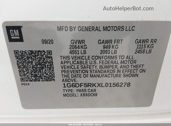 1G6DF5RKXL0156278 2020 CADILLAC CT4 White Շարժիչի բաժամունքի տեսք