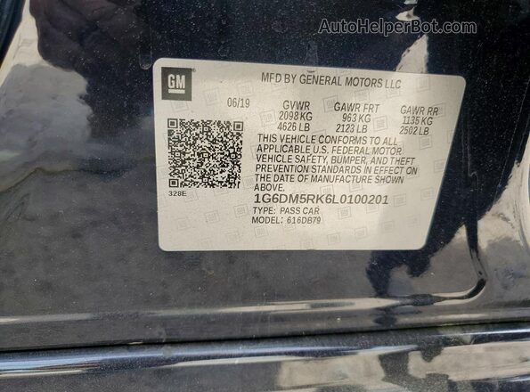 1G6DM5RK6L0100201 2020 CADILLAC CT5 Black VIN sticker view