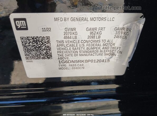1G6DN5RK0P0120415 2023 CADILLAC CT5 Black Vista del compartimento del motor