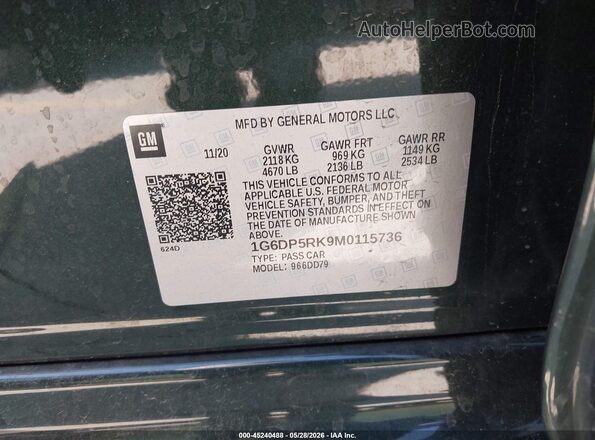 1G6DP5RK9M0115736 2021 CADILLAC CT5 Green Widok komory silnika