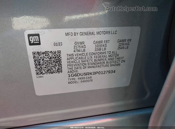 1G6DU5RK0P0127934 2023 CADILLAC CT5 Серебряный Вид подкапотного пространства