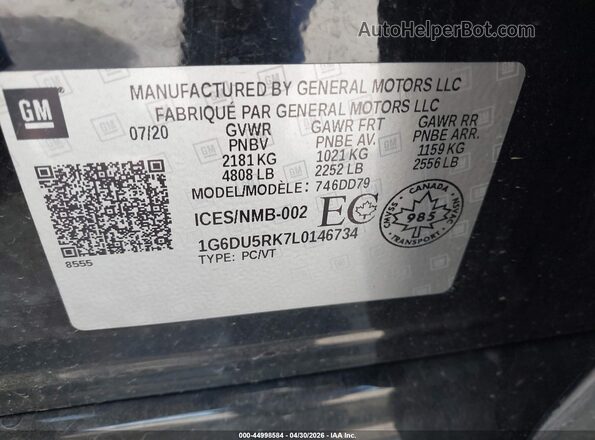 1G6DU5RK7L0146734 2020 CADILLAC CT5 Black Vista del compartimento del motor