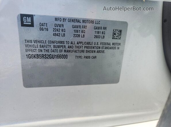 1G6KB5RS2GU166000 2016 CADILLAC CT6 White Widok komory silnika