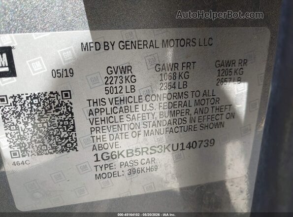 1G6KB5RS3KU140739 2019 CADILLAC CT6 Gray Widok komory silnika