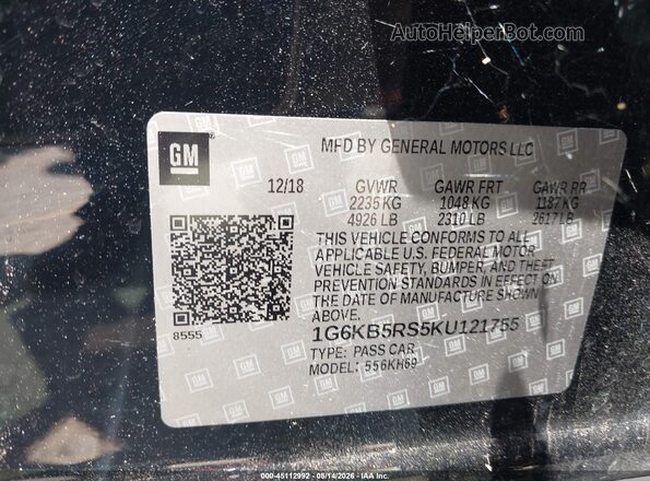 1G6KB5RS5KU121755 2019 CADILLAC CT6 Black Vista del compartimento del motor