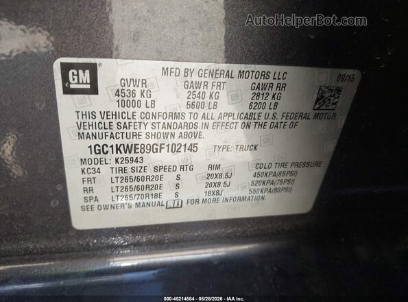 1GC1KWE89GF102145 2016 CHEVROLET SILVERADO Gray Շարժիչի բաժամունքի տեսք