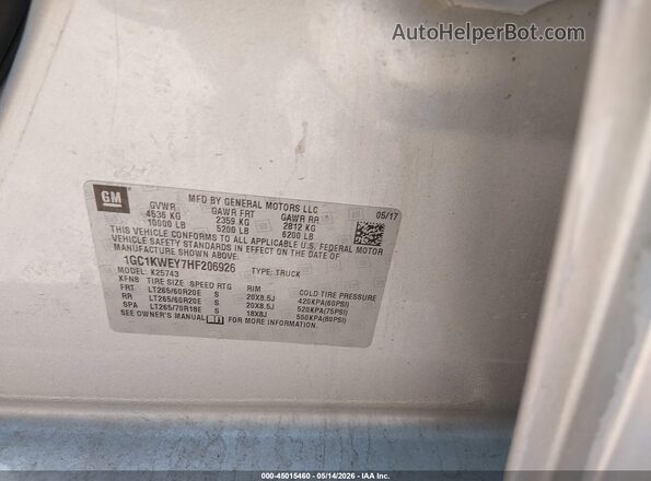 1GC1KWEY7HF206926 2017 CHEVROLET SILVERADO Silver 