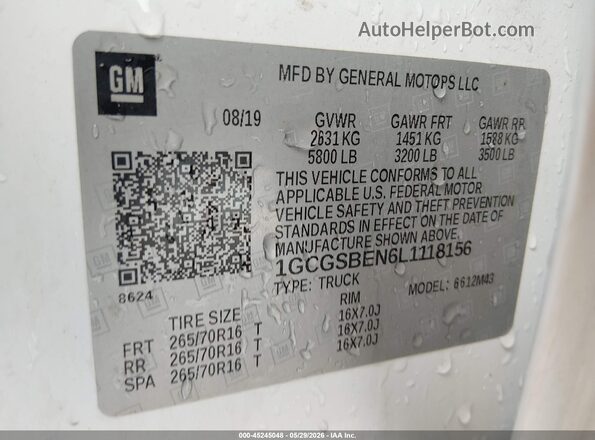 1GCGSBEN6L1118156 2020 CHEVROLET COLORADO White Engine compartment view