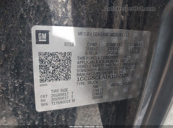 1GCGSCEA1K1102125 2019 CHEVROLET COLORADO Black Engine compartment view