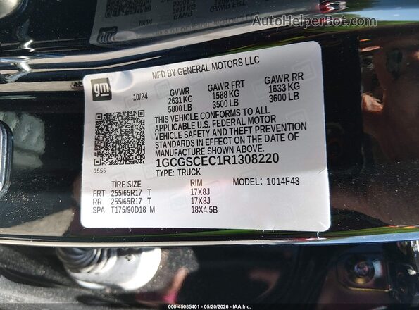 1GCGSCEC1R1308220 2024 CHEVROLET COLORADO Black Շարժիչի բաժամունքի տեսք
