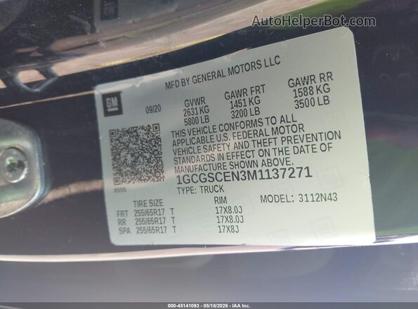 1GCGSCEN3M1137271 2021 CHEVROLET COLORADO Black Vista del compartimento del motor