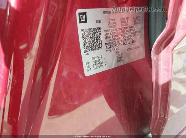 1GCGSDEN3K1151464 2019 CHEVROLET COLORADO Red Engine compartment view