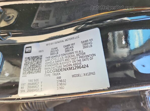 1GCGSDENXM1296424 2021 CHEVROLET COLORADO Black Vista del compartimento del motor
