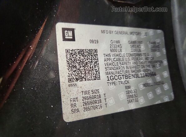 1GCGTBEN3L1140564 2020 CHEVROLET COLORADO Черный 