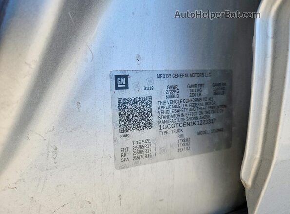 1GCGTCEN1K1223317 2019 CHEVROLET COLORADO Silver 