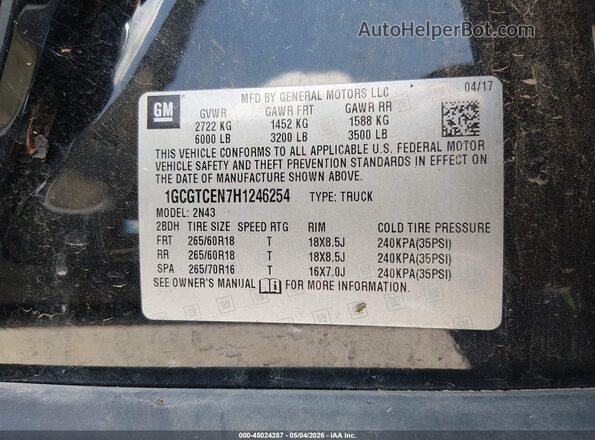 1GCGTCEN7H1246254 2017 CHEVROLET COLORADO Черный 