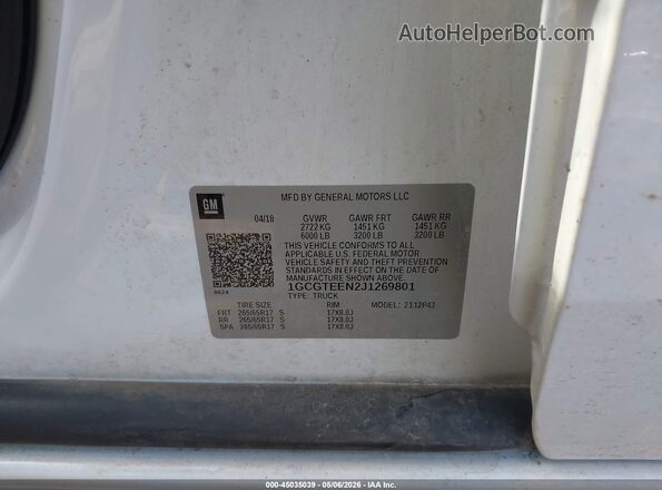 1GCGTEEN2J1269801 2018 CHEVROLET COLORADO White Widok komory silnika