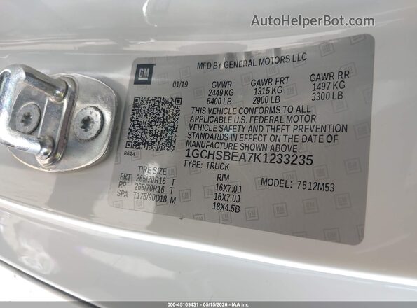 1GCHSBEA7K1233235 2019 CHEVROLET COLORADO White Շարժիչի բաժամունքի տեսք