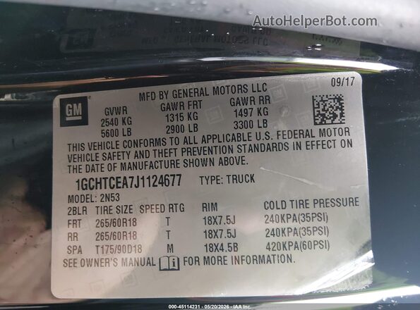 1GCHTCEA7J1124677 2018 CHEVROLET COLORADO Black 