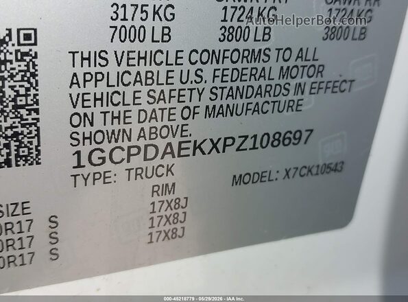 1GCPDAEKXPZ108697 2023 CHEVROLET SILVERADO White ძრავის განყოფილების ხედი