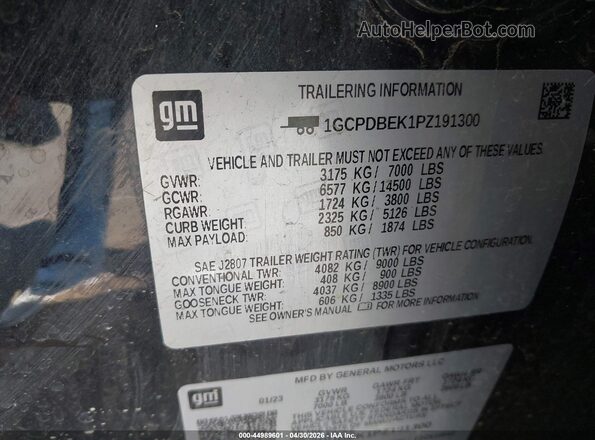 1GCPDBEK1PZ191300 2023 CHEVROLET SILVERADO Black Շարժիչի բաժամունքի տեսք