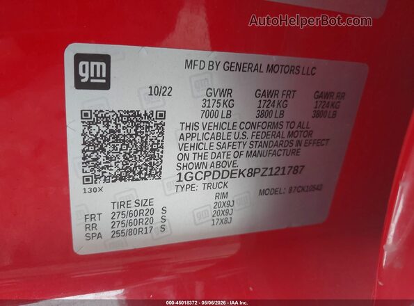 1GCPDDEK8PZ121787 2023 CHEVROLET SILVERADO Red Widok komory silnika