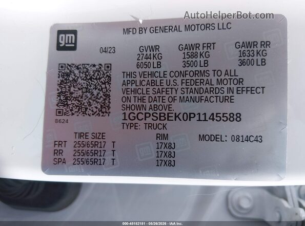 1GCPSBEK0P1145588 2023 CHEVROLET COLORADO White Widok komory silnika