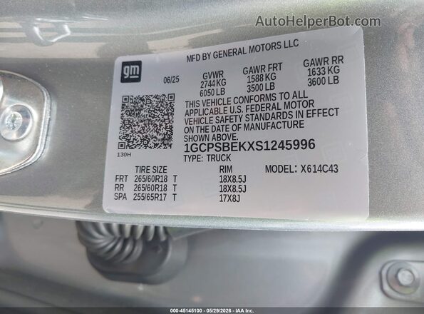 1GCPSBEKXS1245996 2025 CHEVROLET COLORADO Silver Engine compartment view