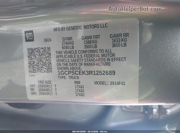 1GCPSCEK3R1252689 2024 CHEVROLET COLORADO Gray Engine compartment view