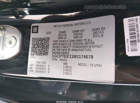1GCPTEE11M1174678 2021 CHEVROLET COLORADO Black Շարժիչի բաժամունքի տեսք