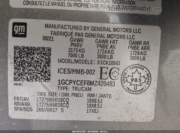 1GCPYCEF8MZ420483 2021 CHEVROLET SILVERADO Green Engine compartment view