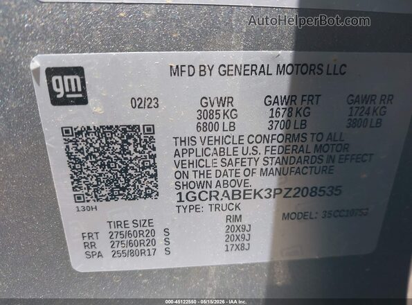 1GCRABEK3PZ208535 2023 CHEVROLET SILVERADO Silver Widok komory silnika