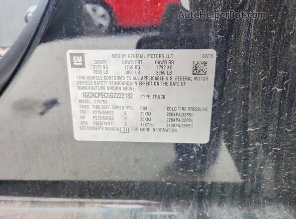 1GCRCPEC5GZ223182 2016 CHEVROLET SILVERADO Black VIN կոդի պիտակի տեսք
