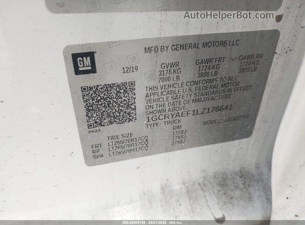 1GCRYAEF1LZ176641 2020 CHEVROLET SILVERADO White 