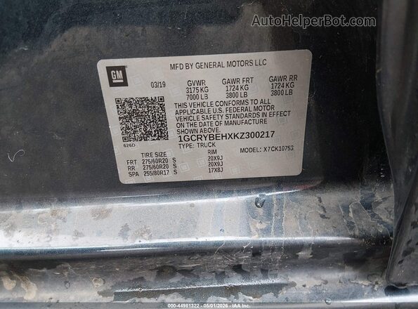 1GCRYBEHXKZ300217 2019 CHEVROLET SILVERADO Blue 