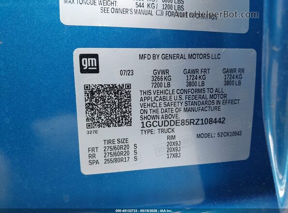 1GCUDDE85RZ108442 2024 CHEVROLET SILVERADO Blue Շարժիչի բաժամունքի տեսք