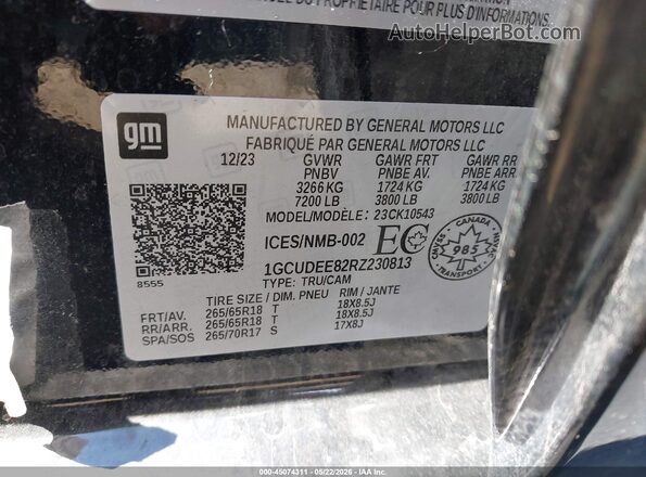 1GCUDEE82RZ230813 2024 CHEVROLET SILVERADO Black 