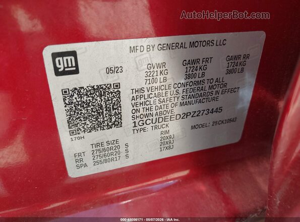 1GCUDEED2PZ273445 2023 CHEVROLET SILVERADO Red Շարժիչի բաժամունքի տեսք